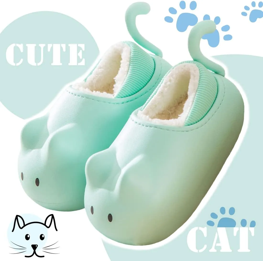 Kids Funny Cat House Slippers Girls Boys Water Resistant Fuzzy Garden Clogs Ultra Soft Non-Slip Indoor Outdoor Clogs