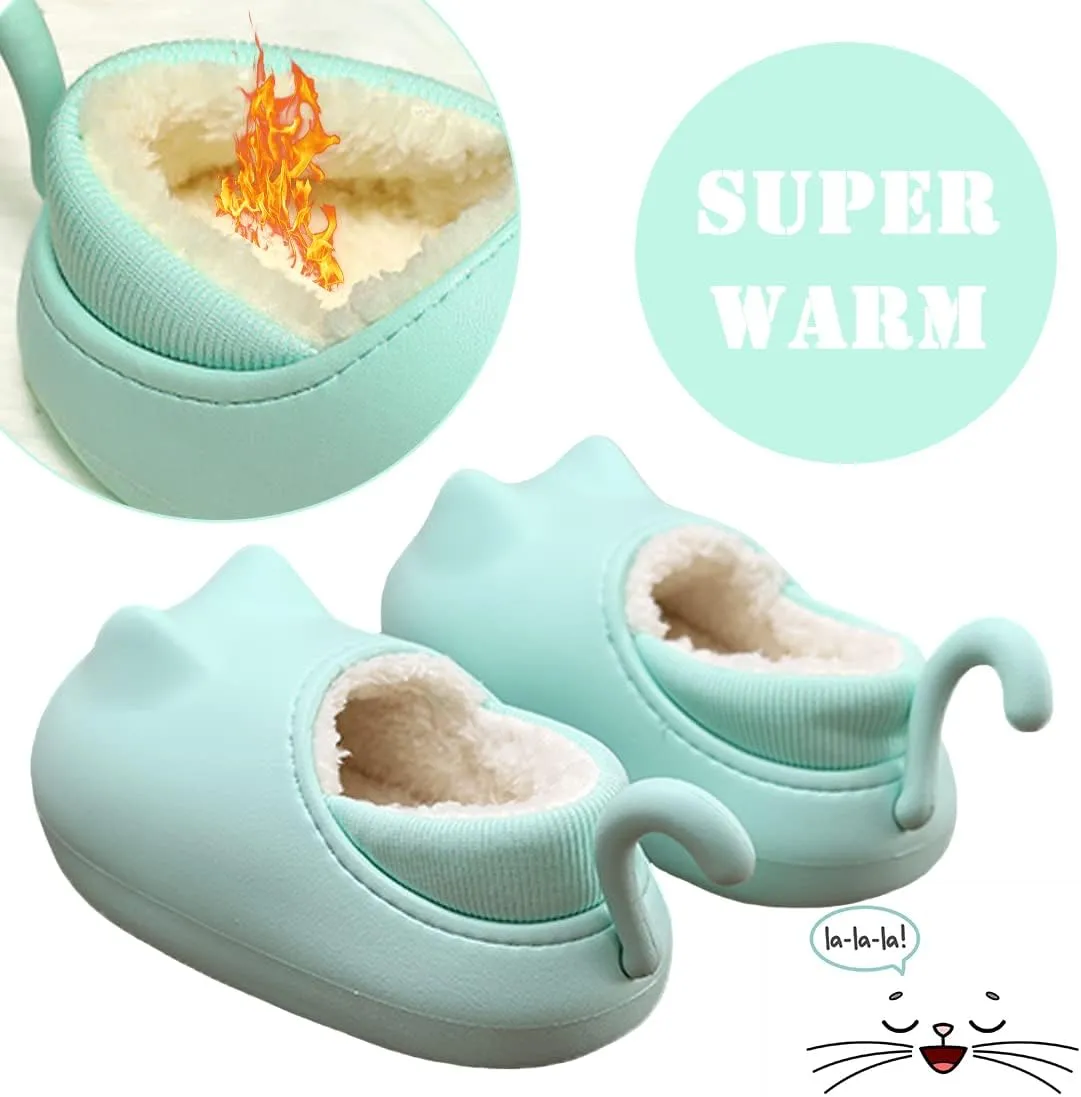 Kids Funny Cat House Slippers Girls Boys Water Resistant Fuzzy Garden Clogs Ultra Soft Non-Slip Indoor Outdoor Clogs