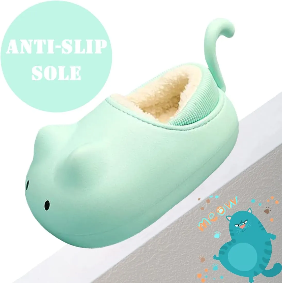 Kids Funny Cat House Slippers Girls Boys Water Resistant Fuzzy Garden Clogs Ultra Soft Non-Slip Indoor Outdoor Clogs