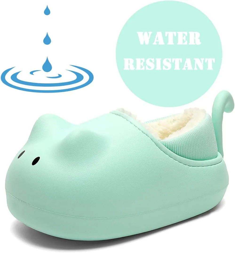 Kids Funny Cat House Slippers Girls Boys Water Resistant Fuzzy Garden Clogs Ultra Soft Non-Slip Indoor Outdoor Clogs
