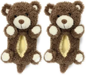 Kids Funny Soft Fuzzy Animal Slippers, Cute Cozy Non-Slip House Shoes for Boys & Girls, Shoe Size 1-4