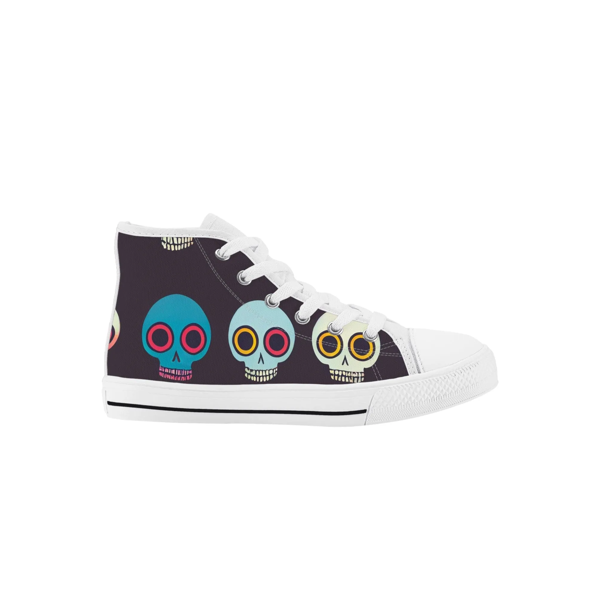 Kid's Happy Skulls High Top Canvas Shoes