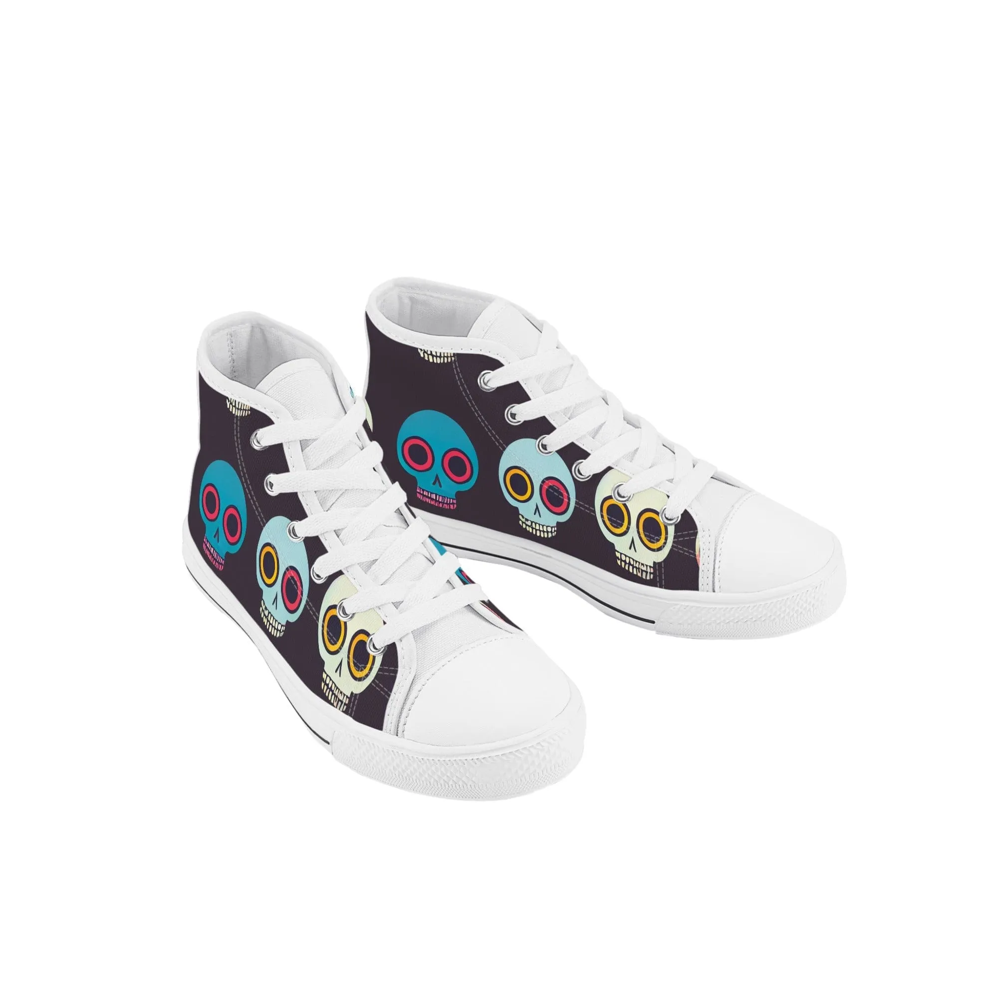 Kid's Happy Skulls High Top Canvas Shoes