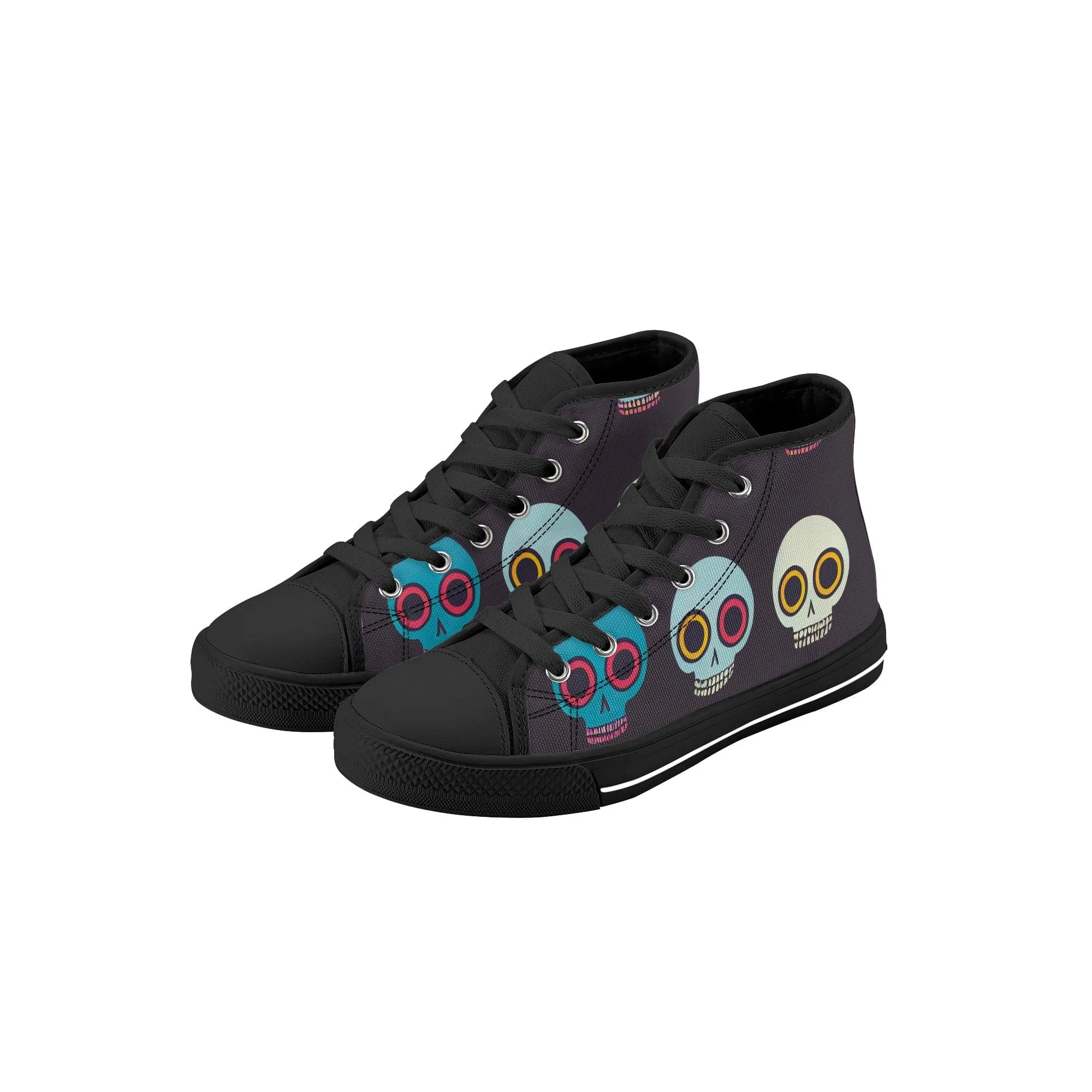 Kid's Happy Skulls High Top Canvas Shoes