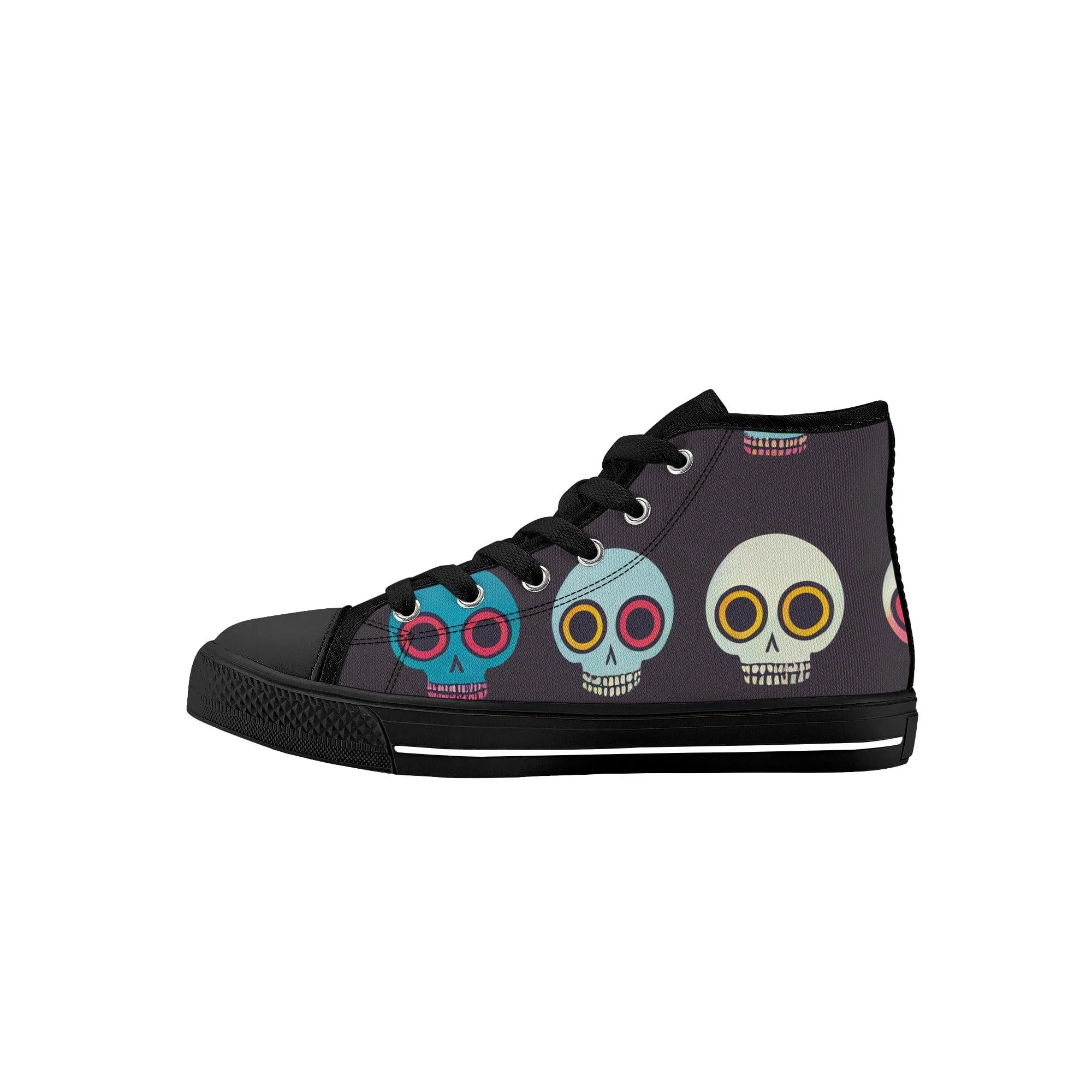 Kid's Happy Skulls High Top Canvas Shoes