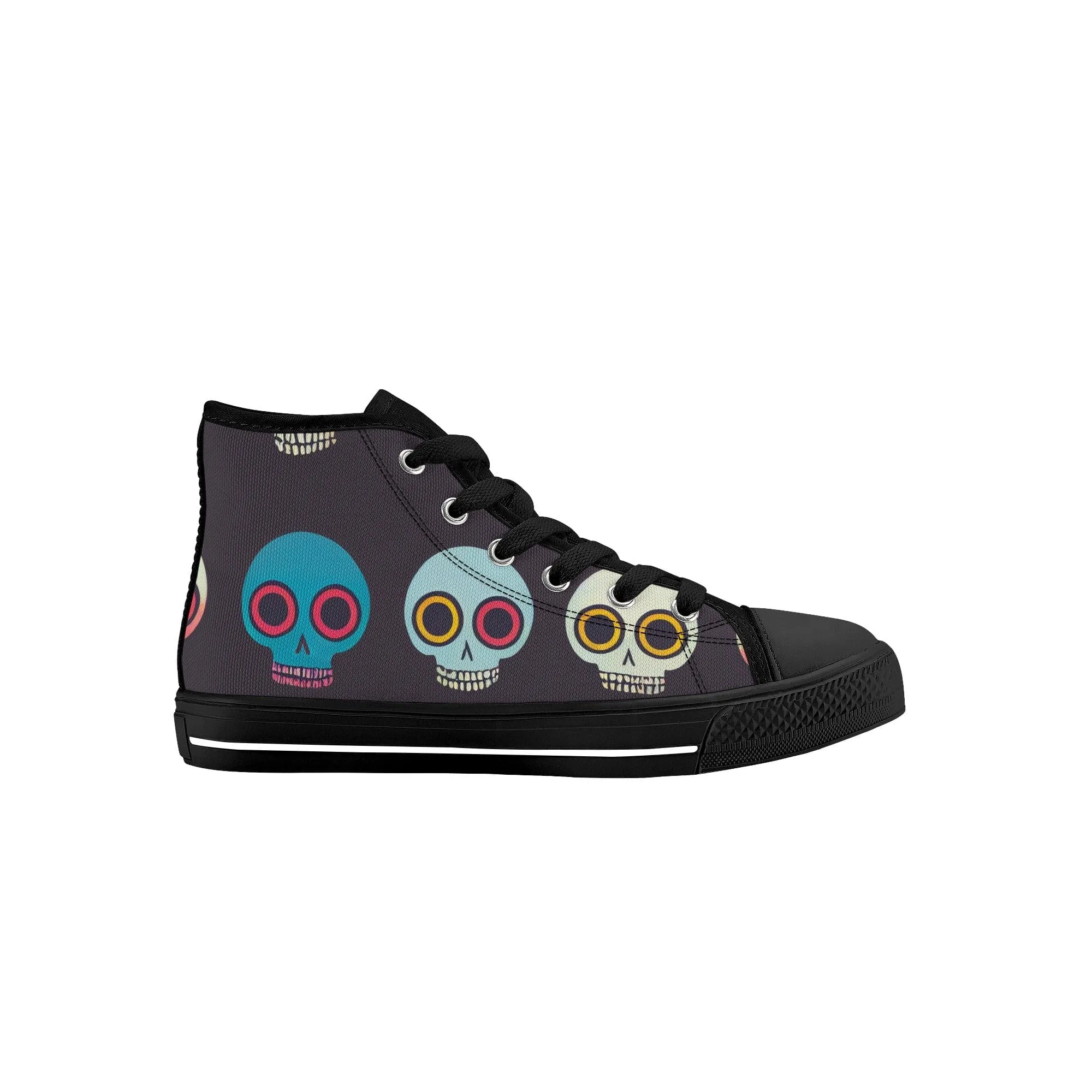 Kid's Happy Skulls High Top Canvas Shoes