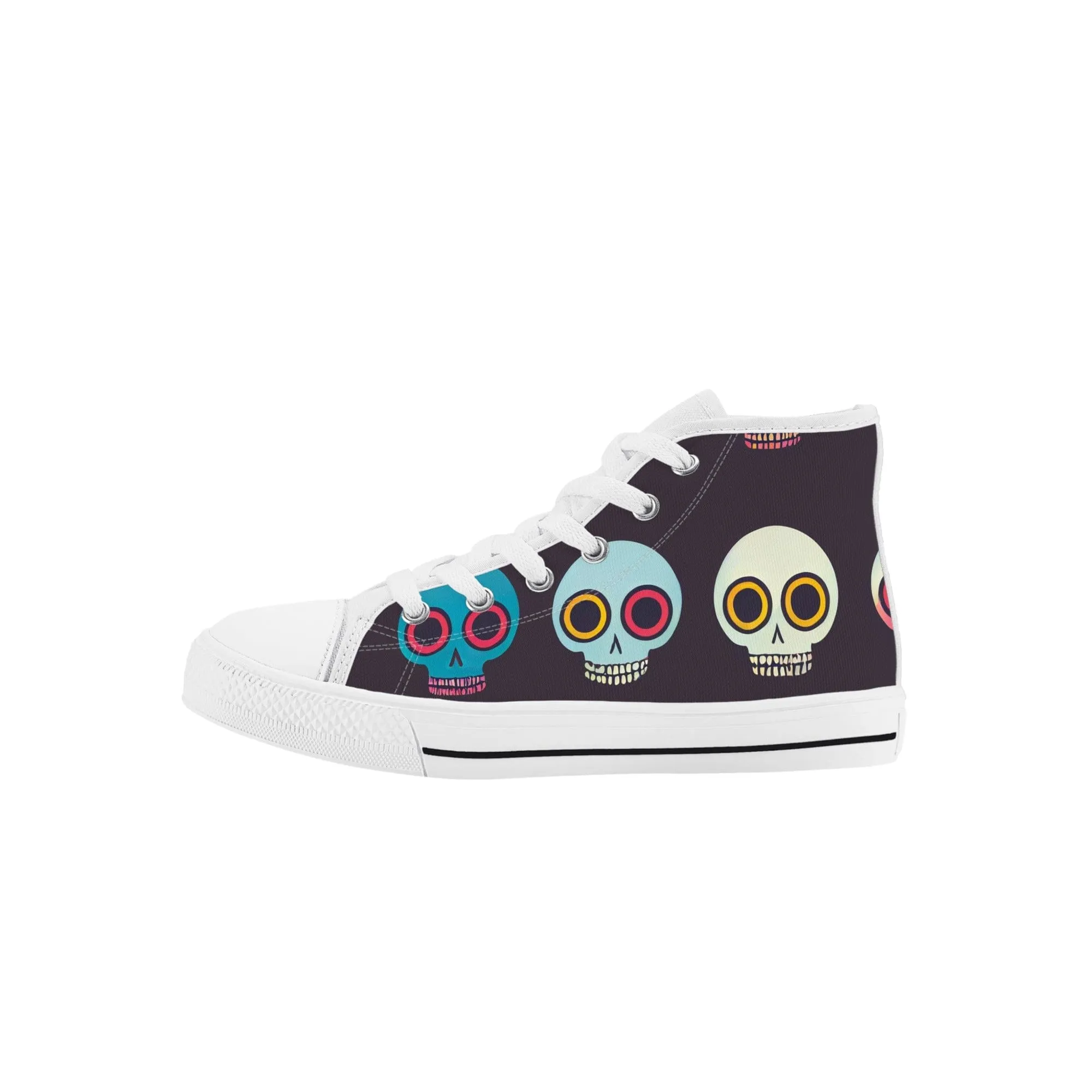 Kid's Happy Skulls High Top Canvas Shoes