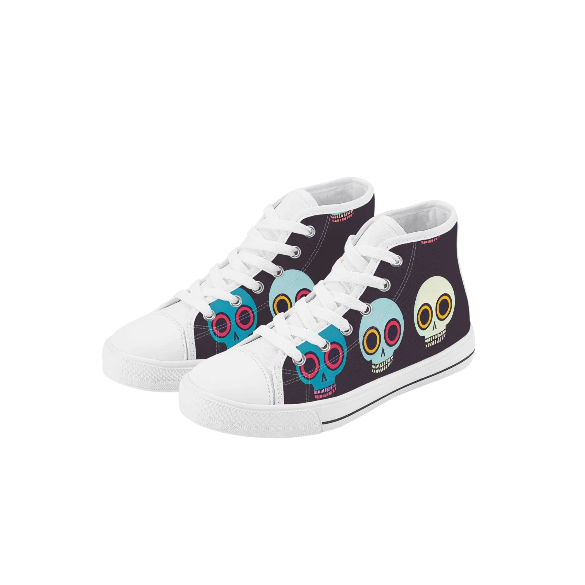 Kid's Happy Skulls High Top Canvas Shoes