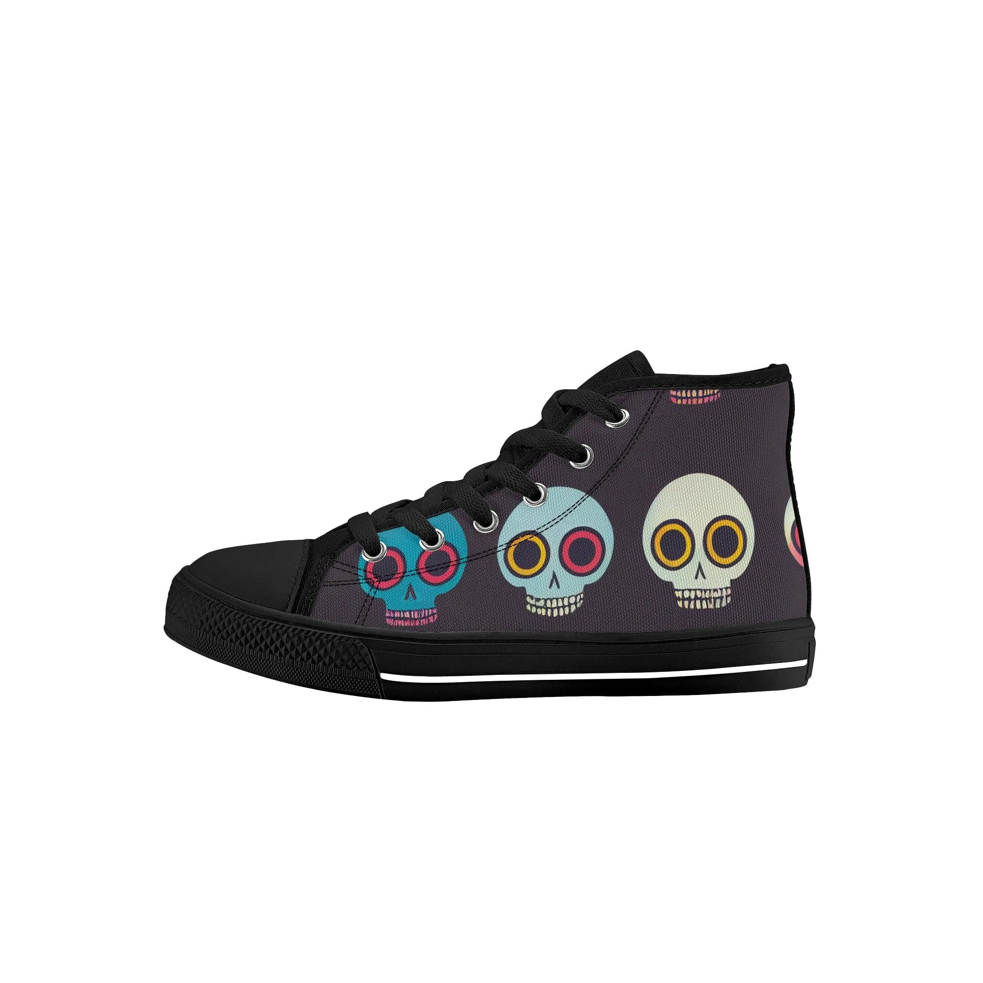 Kid's Happy Skulls High Top Canvas Shoes
