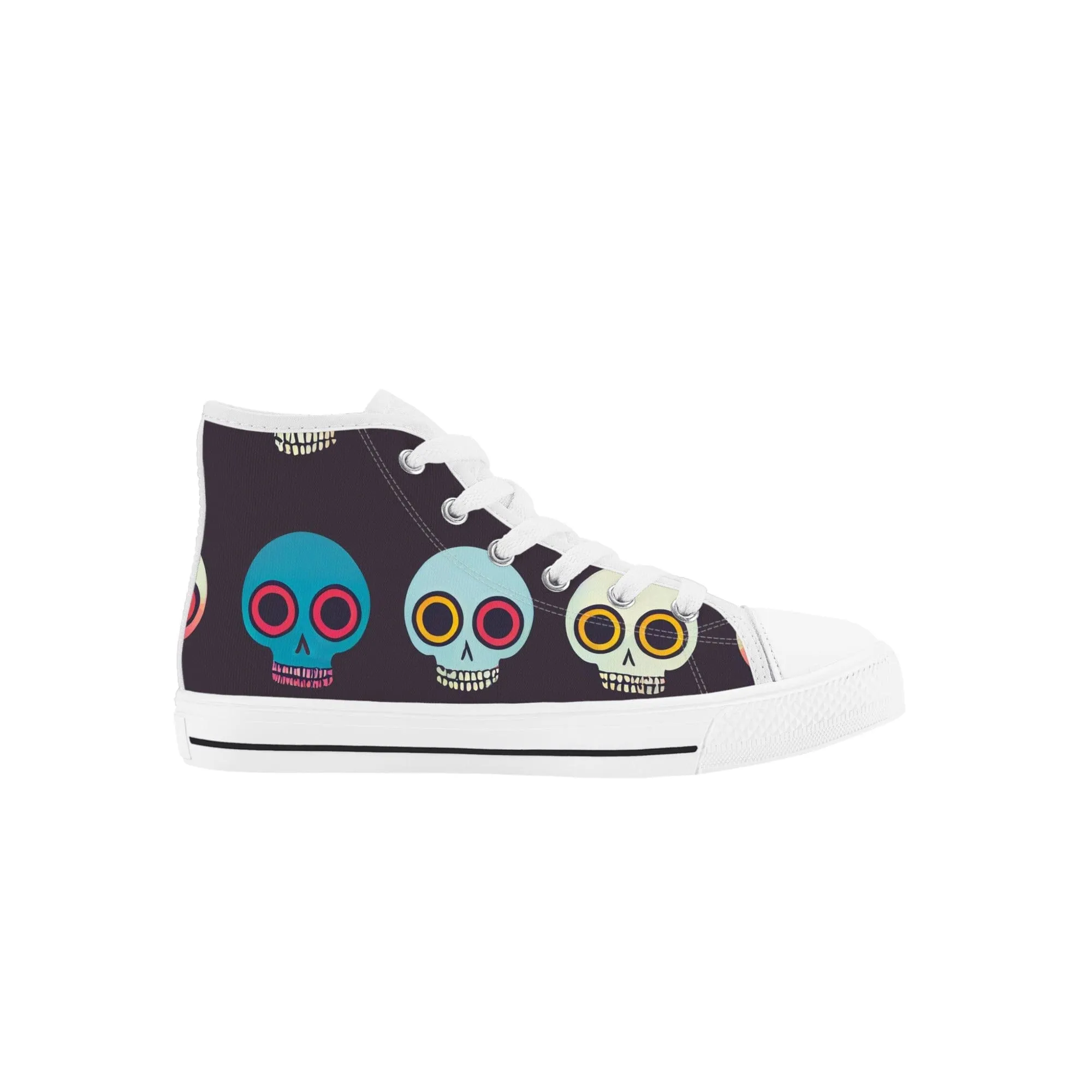 Kid's Happy Skulls High Top Canvas Shoes