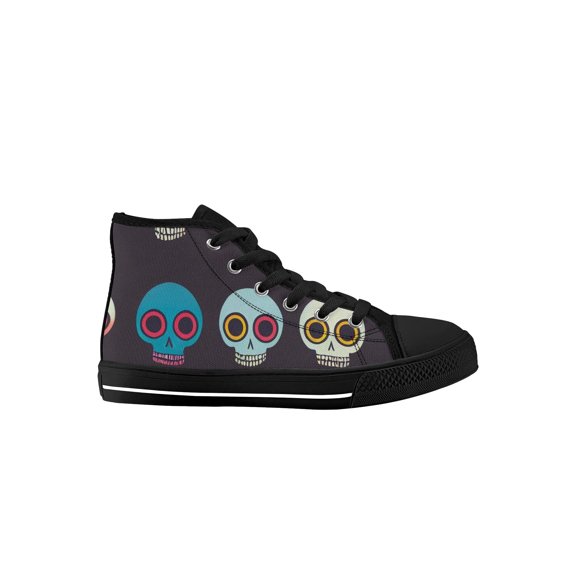 Kid's Happy Skulls High Top Canvas Shoes