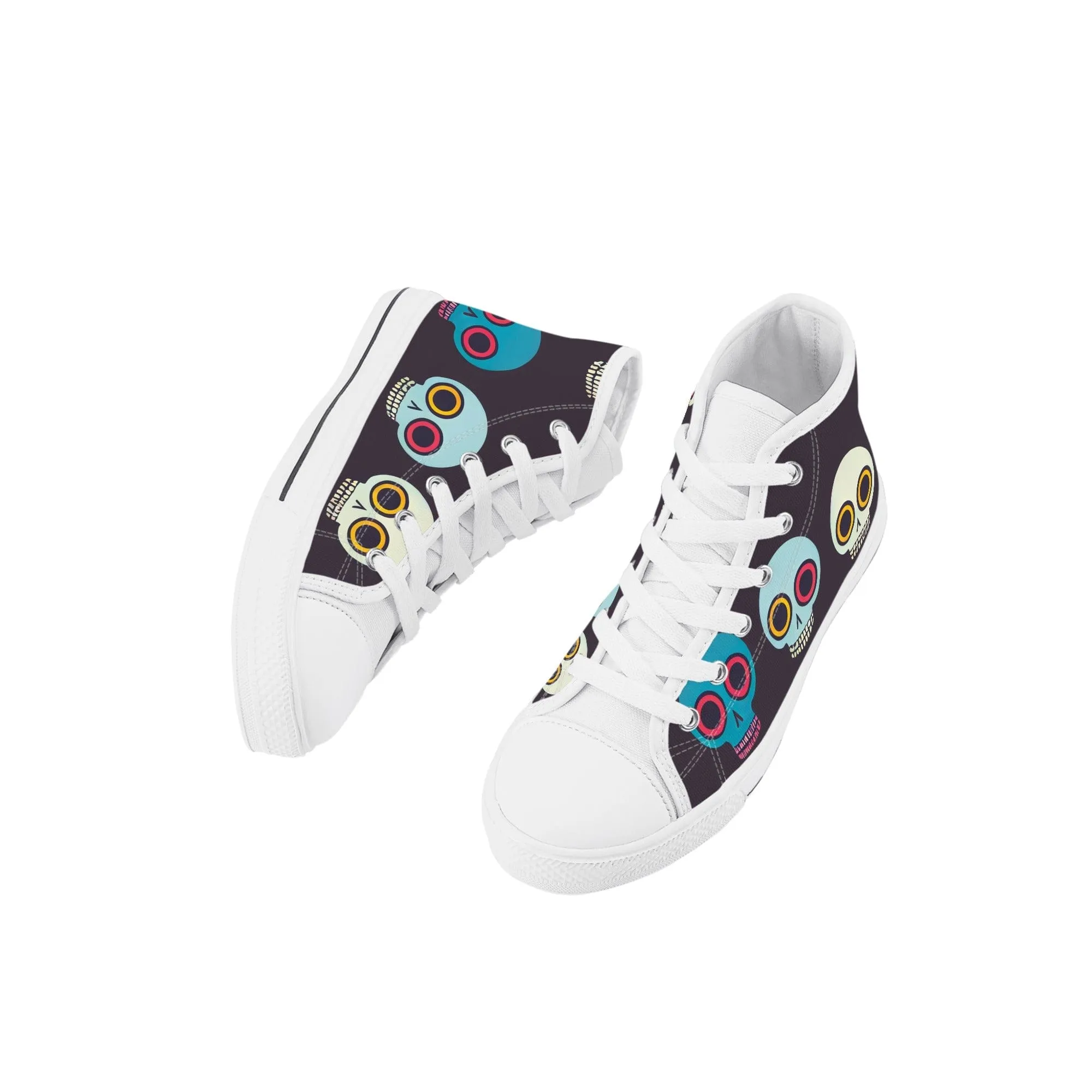 Kid's Happy Skulls High Top Canvas Shoes