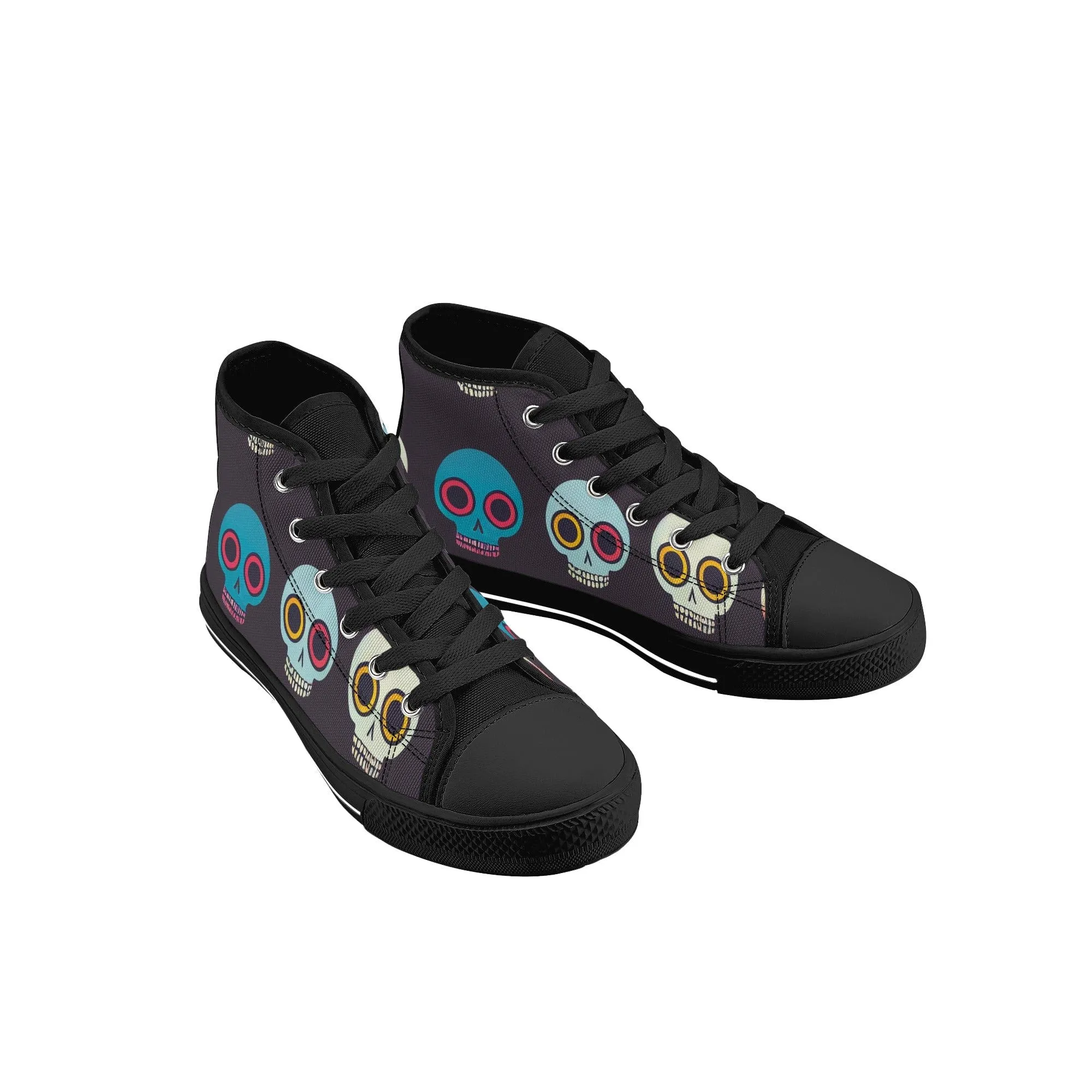Kid's Happy Skulls High Top Canvas Shoes