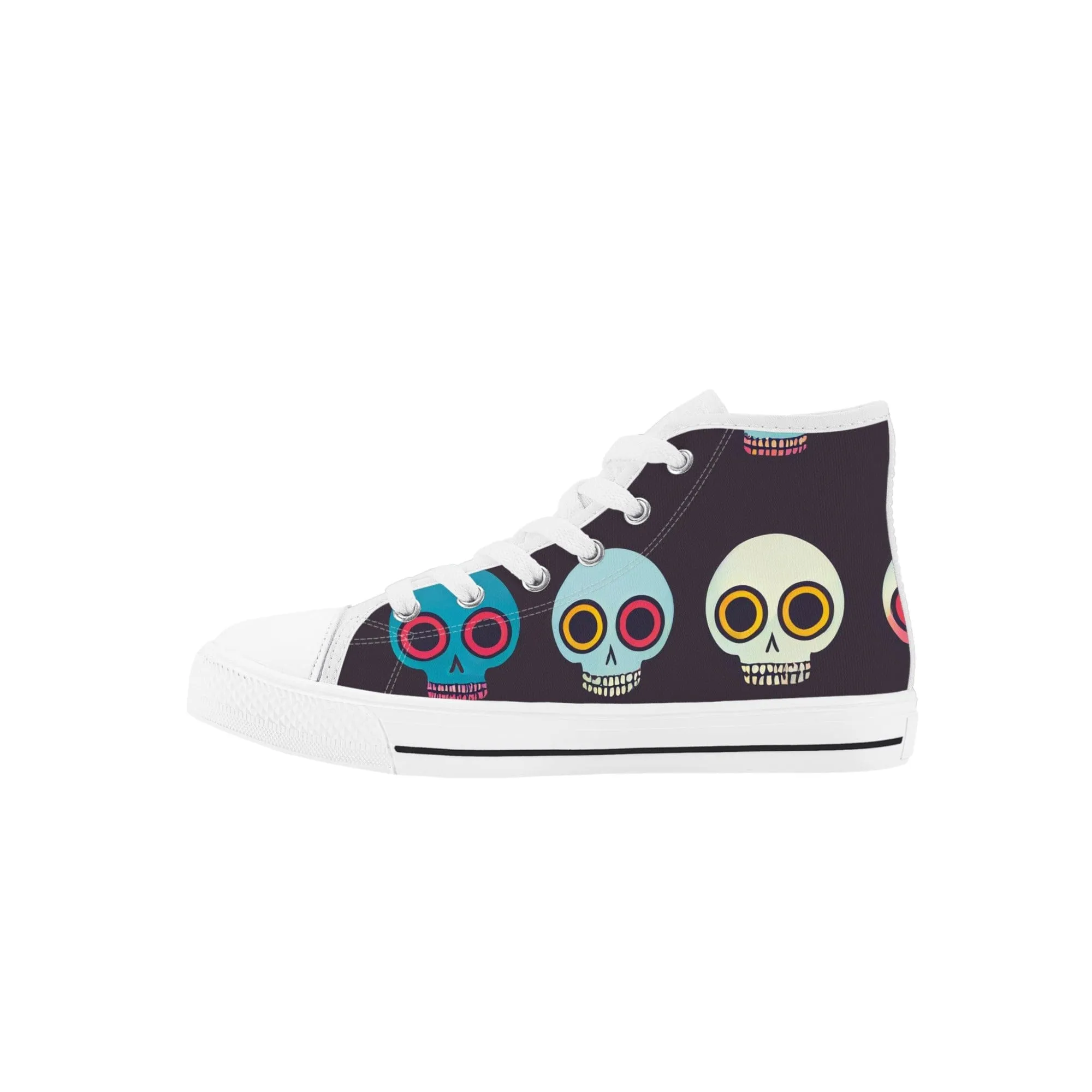 Kid's Happy Skulls High Top Canvas Shoes