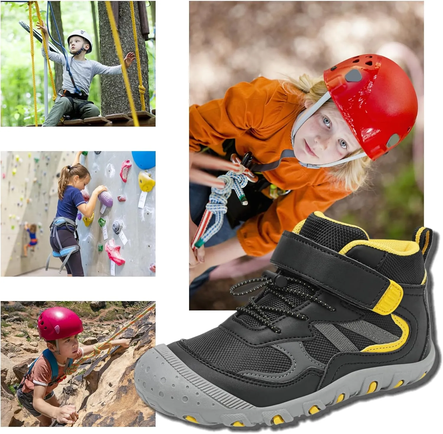 Kids Hiking Boots Boys Girls Outdoor Ankle Boots Anti Collision Hiking Shoes for Toddler/Little Kid/Big Kid