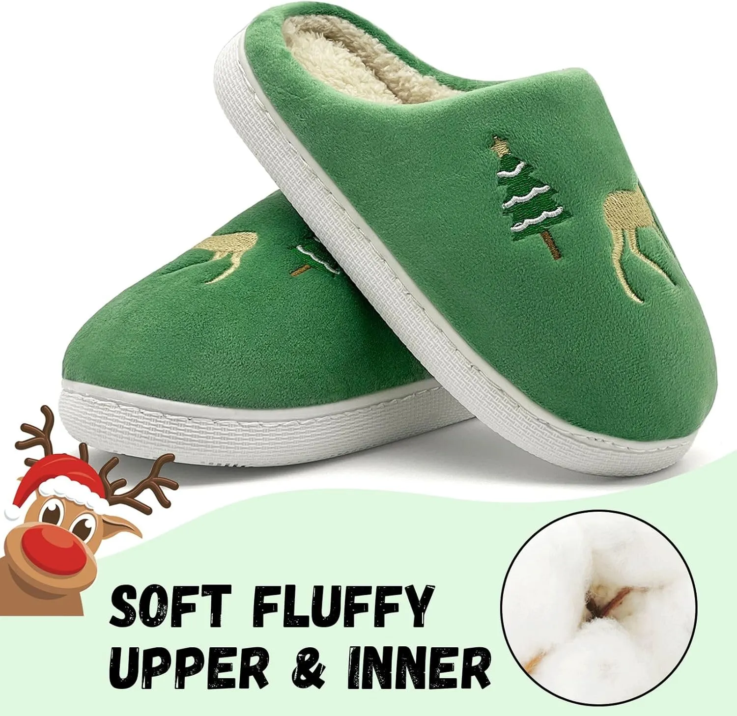 Kids Reindeer Slippers - Soft, Cozy, Non-Slip Indoor Shoes for Toddlers - Christmas Gifts for Boys & Girls