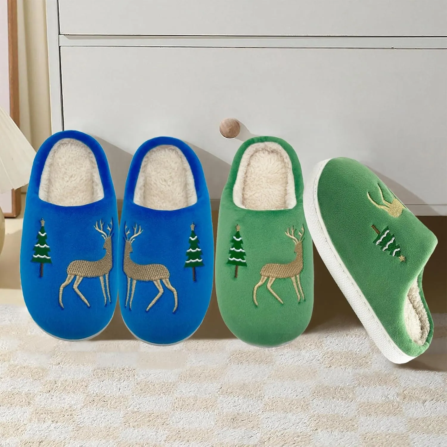Kids Reindeer Slippers - Soft, Cozy, Non-Slip Indoor Shoes for Toddlers - Christmas Gifts for Boys & Girls