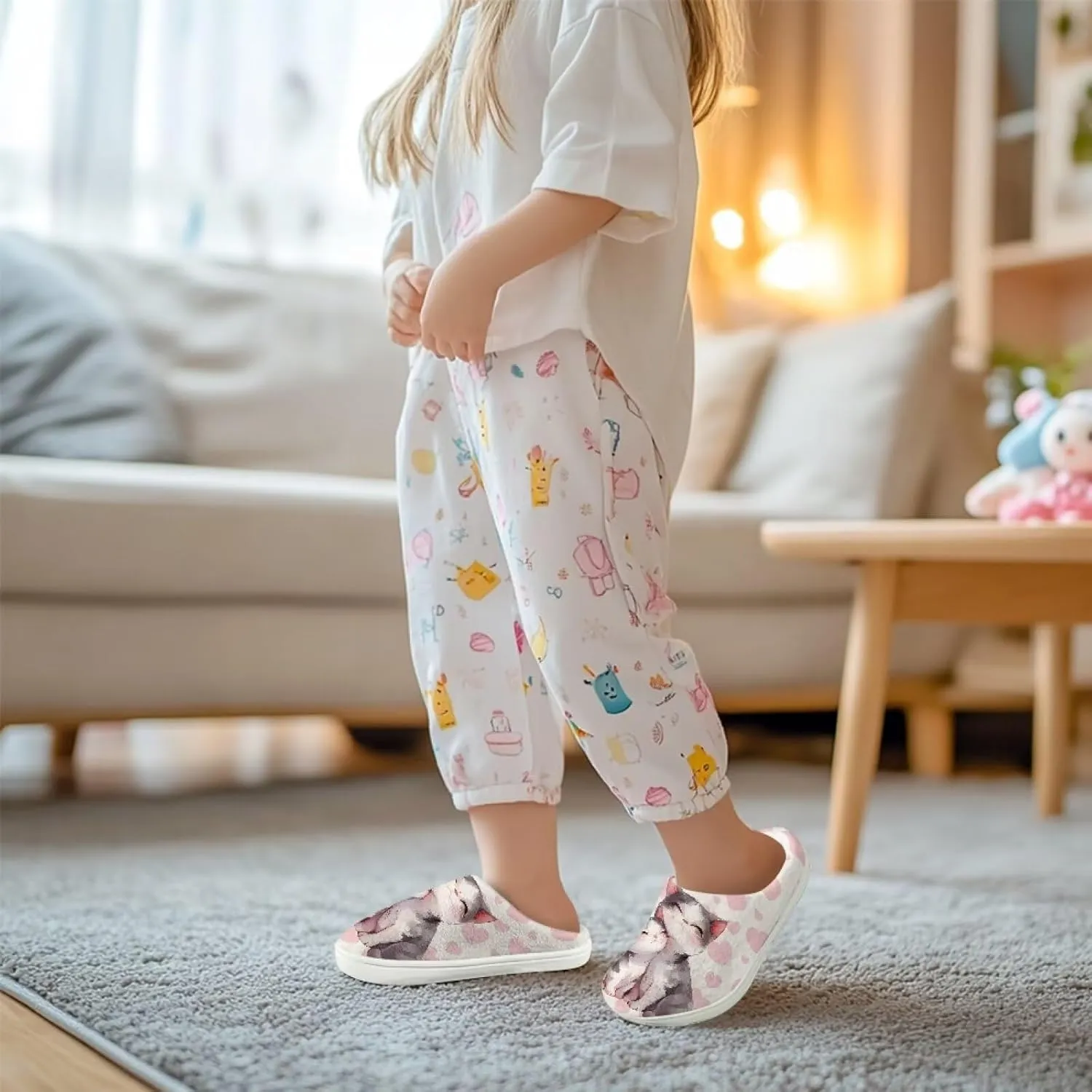 Kids Winter Warm Cotton Slippers Soft Plush Slippers Indoor Non Slip Flannel Fuzzy House Shoes for Boys Girls US 9-15