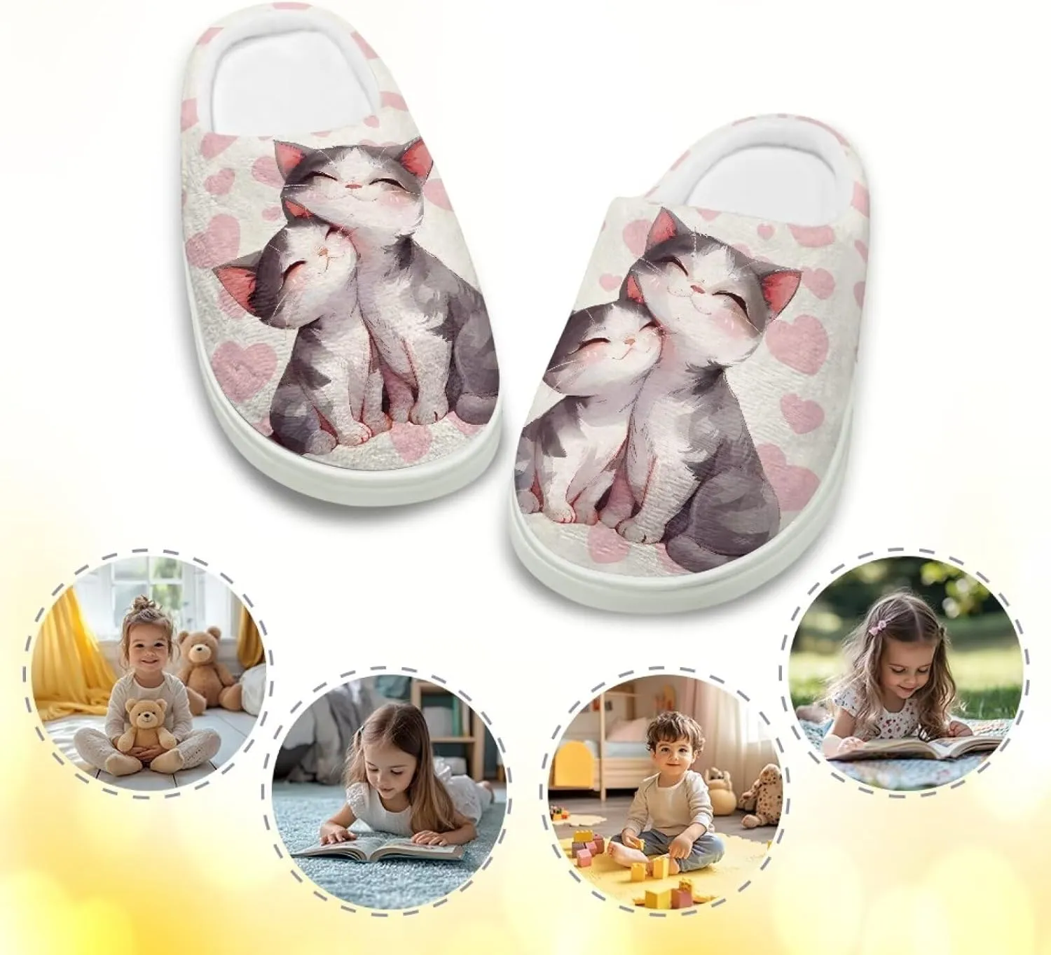 Kids Winter Warm Cotton Slippers Soft Plush Slippers Indoor Non Slip Flannel Fuzzy House Shoes for Boys Girls US 9-15