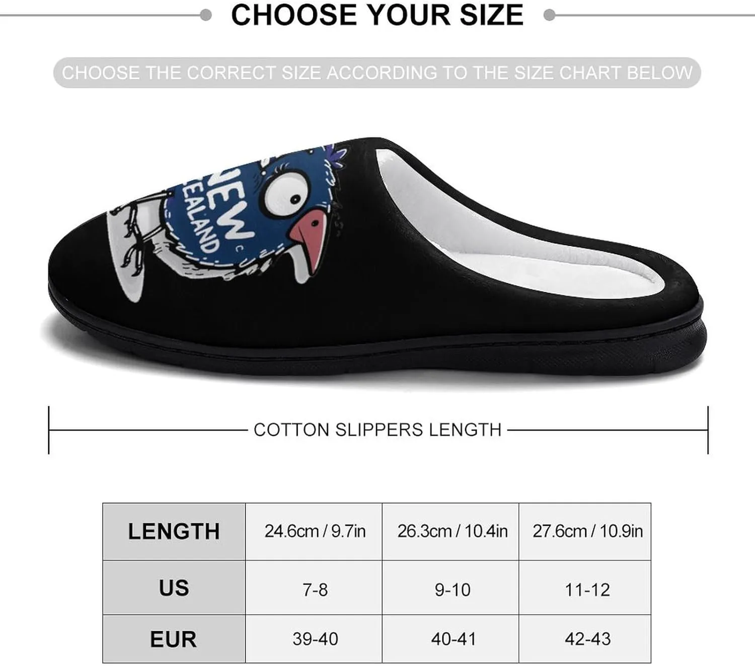 Kiwi Bird New Zealands Flag Cotton Slippers for Women Warm Slippers Anti Slip House Shoes