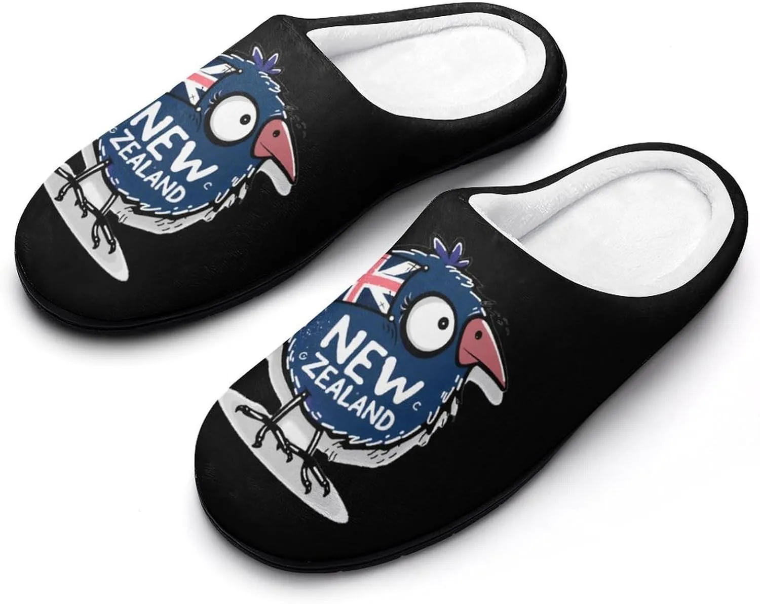 Kiwi Bird New Zealands Flag Cotton Slippers for Women Warm Slippers Anti Slip House Shoes