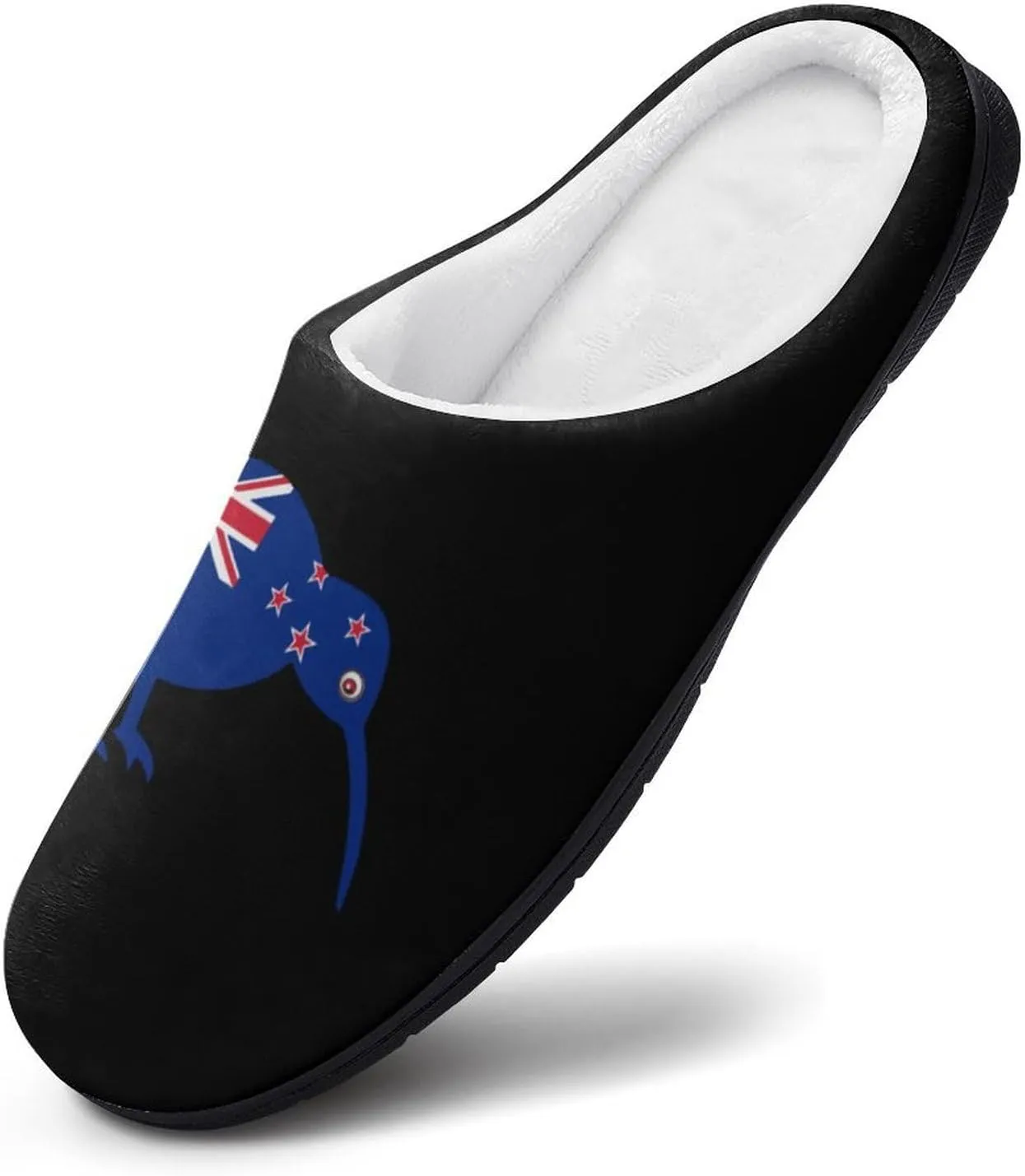 Kiwi New-Zea-Land Flag Soft Men's Cotton Slippers Flannel Winter Warm Home Shoes House Shoes Non-Slip Washable