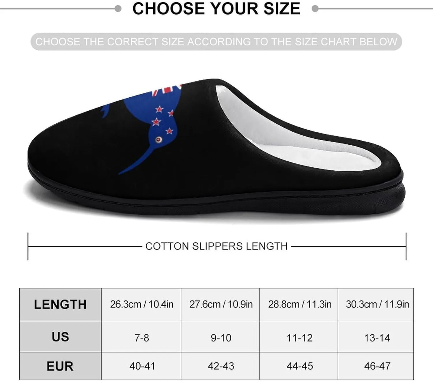 Kiwi New-Zea-Land Flag Soft Men's Cotton Slippers Flannel Winter Warm Home Shoes House Shoes Non-Slip Washable
