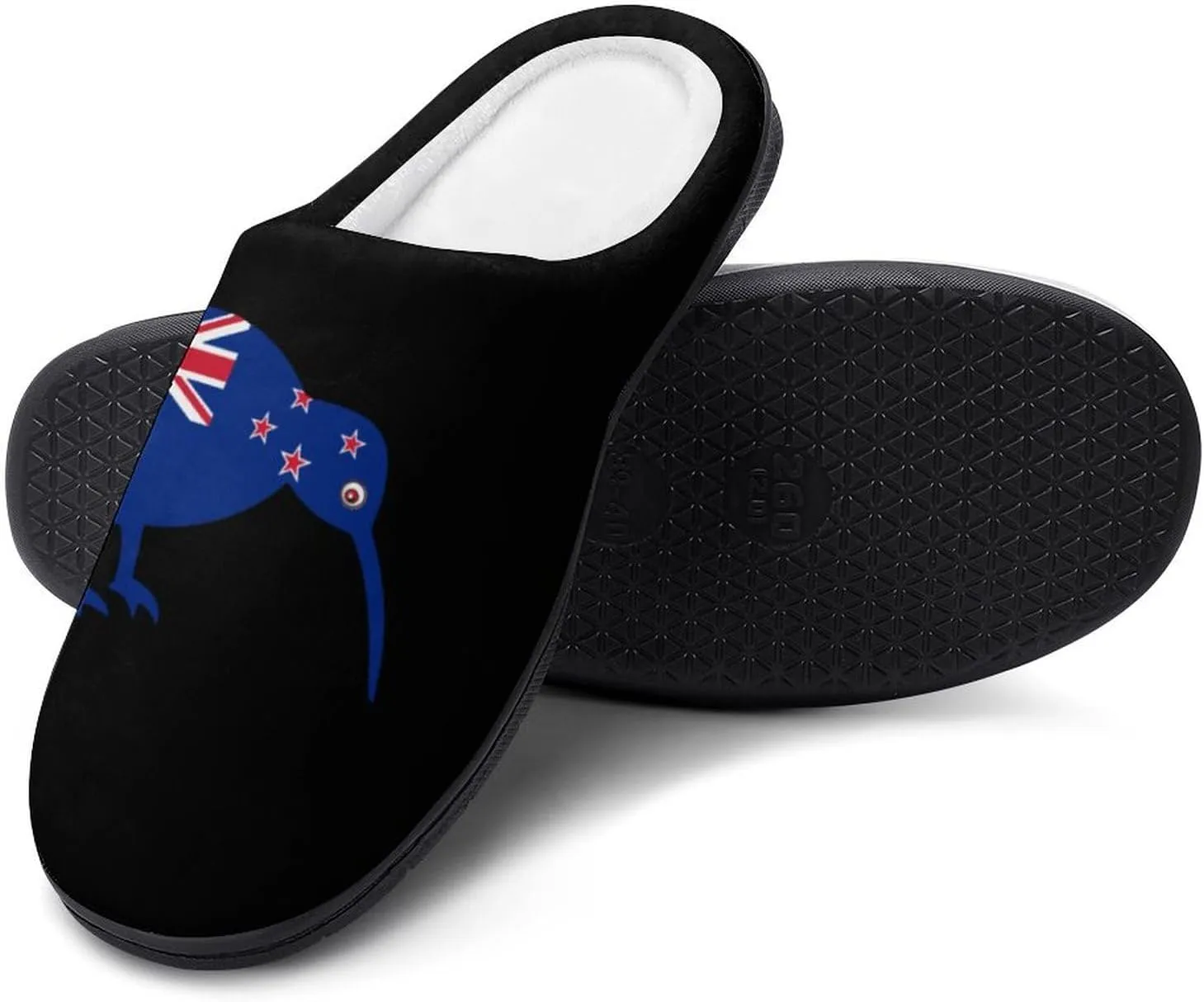 Kiwi New-Zea-Land Flag Soft Men's Cotton Slippers Flannel Winter Warm Home Shoes House Shoes Non-Slip Washable