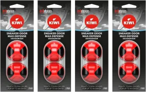 KIWI Sneaker and Shoe Deodorizer | For Shoes, Sneakers, Leather and More | Max Defense Balls, (Pack of 4)