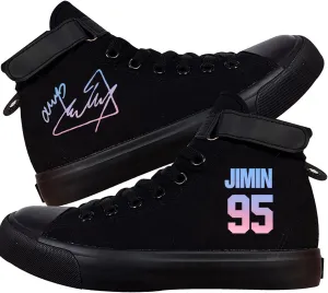 Kpop Shoes J-Hope Jungkook Jimin Suga V Jin Rap Shoes Unisex Canvas Sneakers High Top Shoes