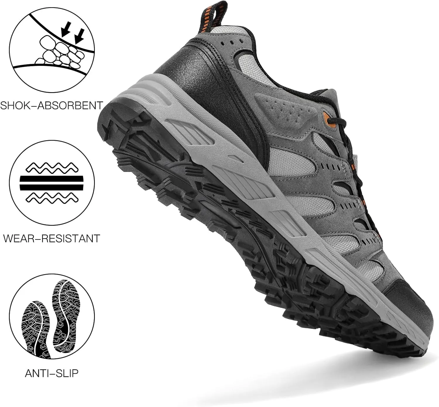 Kricely Men's Low Top Hiking Shoes Waterproof Suede Lightweight Anti Slip Trekking Shoes for Outdoor Trailing Camping Backpacking Running Walking