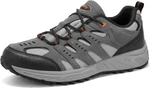Kricely Men's Low Top Hiking Shoes Waterproof Suede Lightweight Anti Slip Trekking Shoes for Outdoor Trailing Camping Backpacking Running Walking
