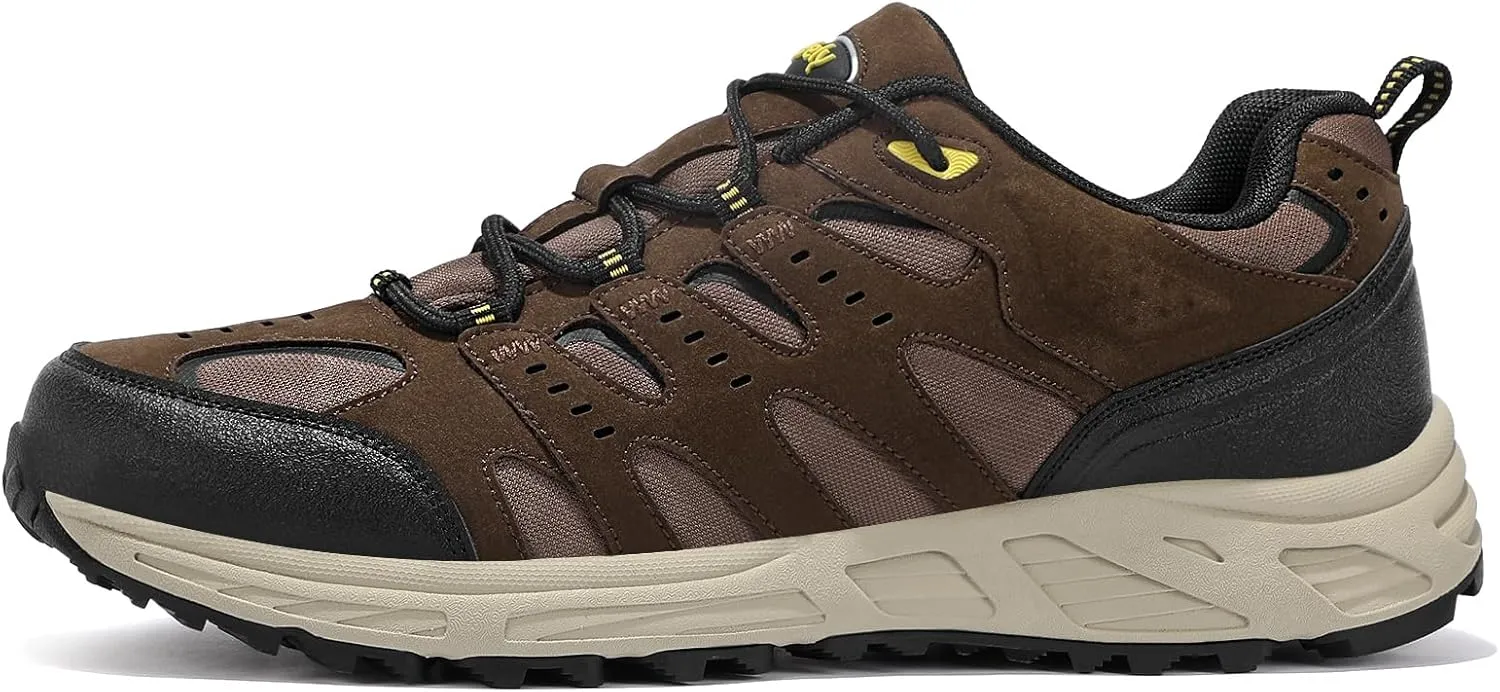 Kricely Men's Low Top Hiking Shoes Waterproof Suede Lightweight Anti Slip Trekking Shoes for Outdoor Trailing Camping Backpacking Running Walking