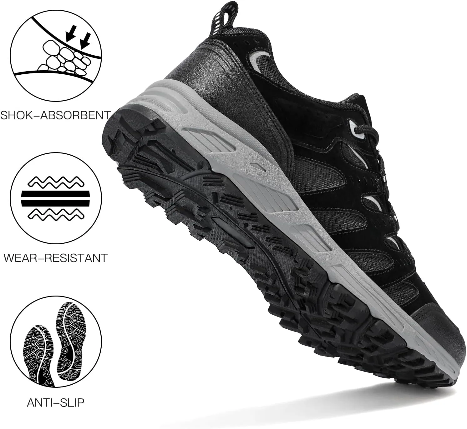 Kricely Men's Low Top Hiking Shoes Waterproof Suede Lightweight Anti Slip Trekking Shoes for Outdoor Trailing Camping Backpacking Running Walking