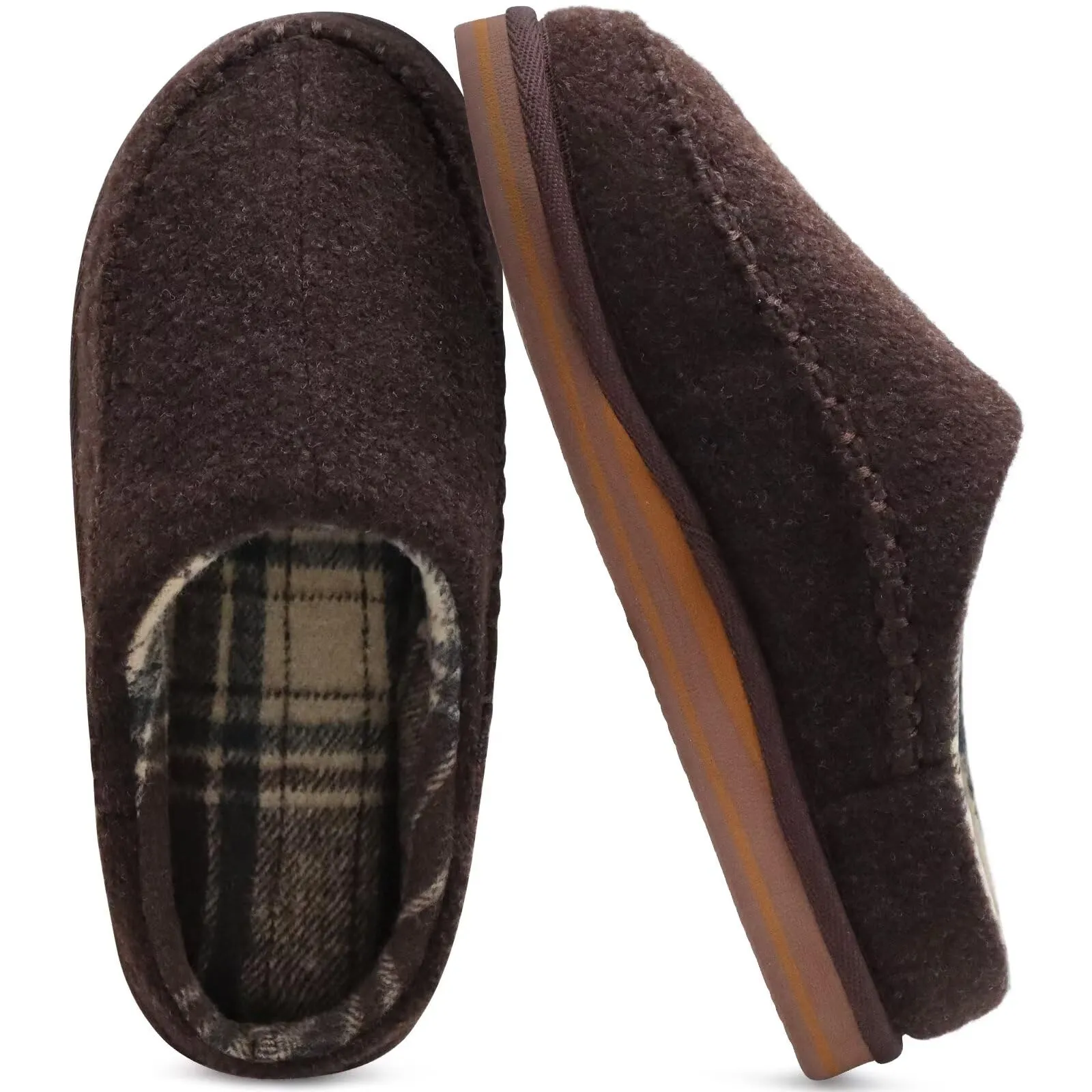 KuaiLu Mens Clog Slippers with Arch Support Suede Faux Fur Memory Foam Warm House Shoes Comfortable Slip-on Mans Bedroom Indoor Outdoor Slippers Rubber Sole Size 7-16