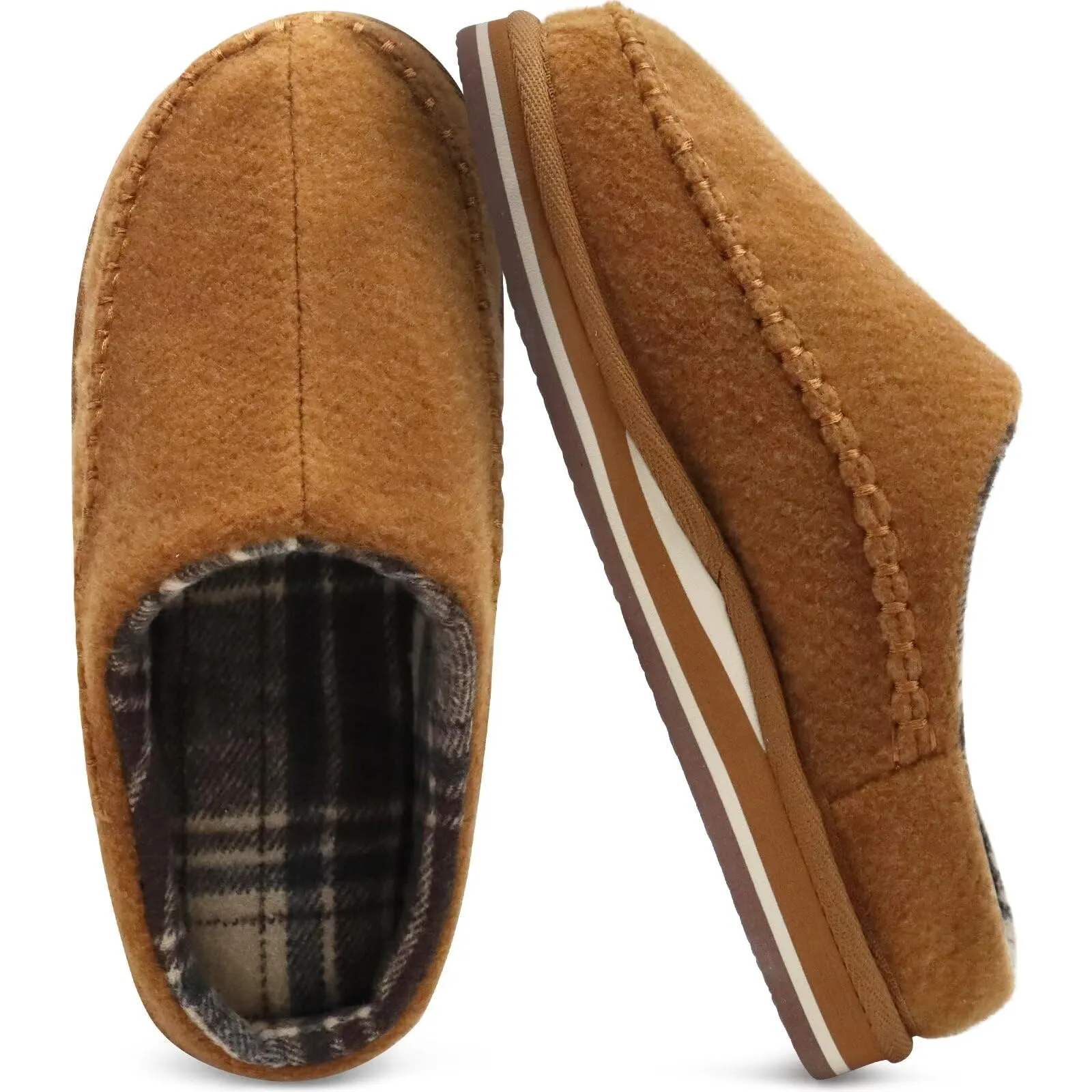 KuaiLu Mens Clog Slippers with Arch Support Suede Faux Fur Memory Foam Warm House Shoes Comfortable Slip-on Mans Bedroom Indoor Outdoor Slippers Rubber Sole Size 7-16