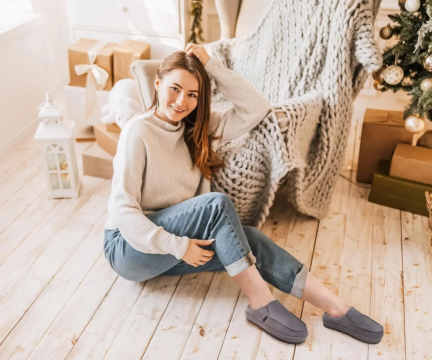 KuaiLu Womens Clog Slippers Cozy Warm Plush Lined With Suede Faux Fur House ladies Bedroom Slippers Comfortable Memory Foam Slip-on Womans Home Shoes Indoor Outdoor Thick Hard Sole