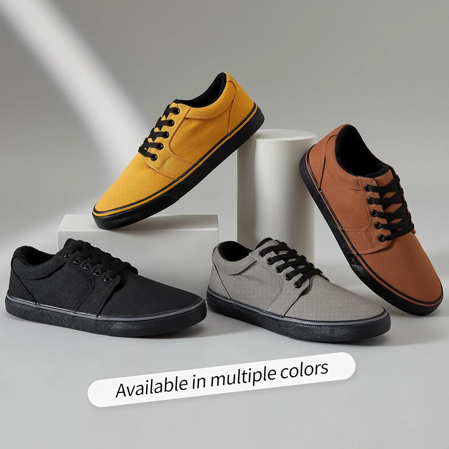 kufeiti Men's Canvas Black Casual Shoes Sneakers Low Top Lace Up Walking Shoes Sneakers for Men