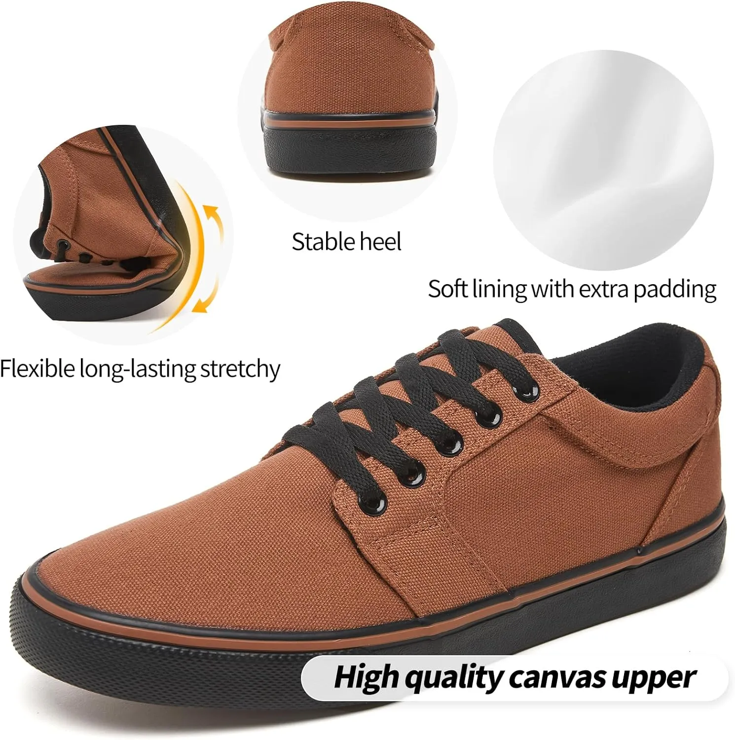 kufeiti Men's Canvas Black Casual Shoes Sneakers Low Top Lace Up Walking Shoes Sneakers for Men