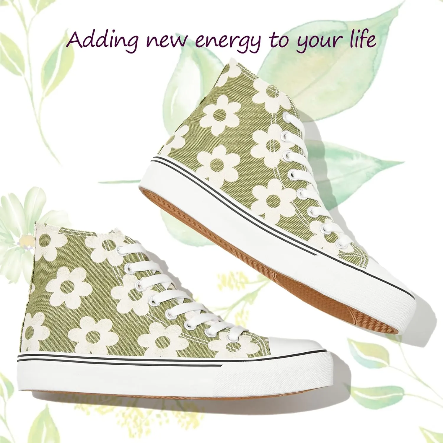 kufeiti Women's High Top Canvas Sneakers Canvas Shoes Lace up White Black Sneakers Casual Walking Shoes