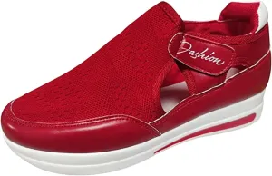 Ladmiple Shoes For Women Slip On Sneakers Breathe Walking Shoes Fashion Comfort Non Slip Platform Running Tennis Shoes