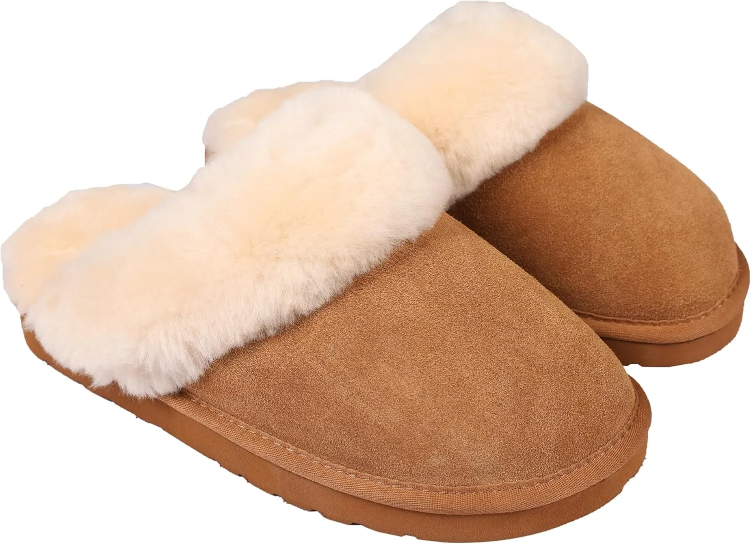 Lamo Women's Lia Scuff Slippers for Women - Premium Suede Upper, Sheepskin Cuff, Faux Fur Lining, Ortholite Foam Footbed with Australian Sheepskin, Rubberlon Outsole - Comfortable, and Stylish