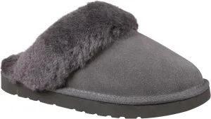 Lamo Women's Lia Scuff Slippers for Women - Premium Suede Upper, Sheepskin Cuff, Faux Fur Lining, Ortholite Foam Footbed with Australian Sheepskin, Rubberlon Outsole - Comfortable, and Stylish