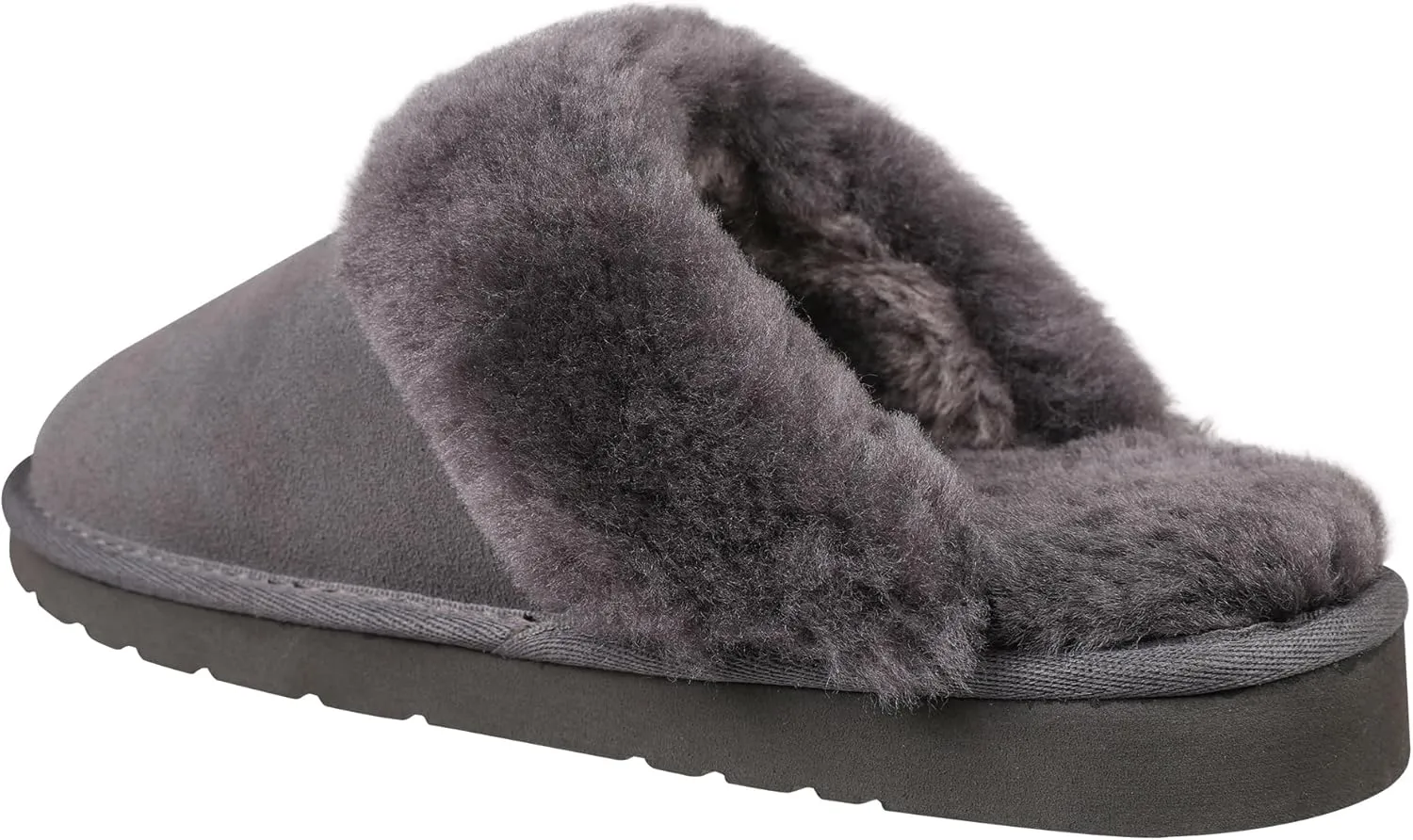 Lamo Women's Lia Scuff Slippers for Women - Premium Suede Upper, Sheepskin Cuff, Faux Fur Lining, Ortholite Foam Footbed with Australian Sheepskin, Rubberlon Outsole - Comfortable, and Stylish