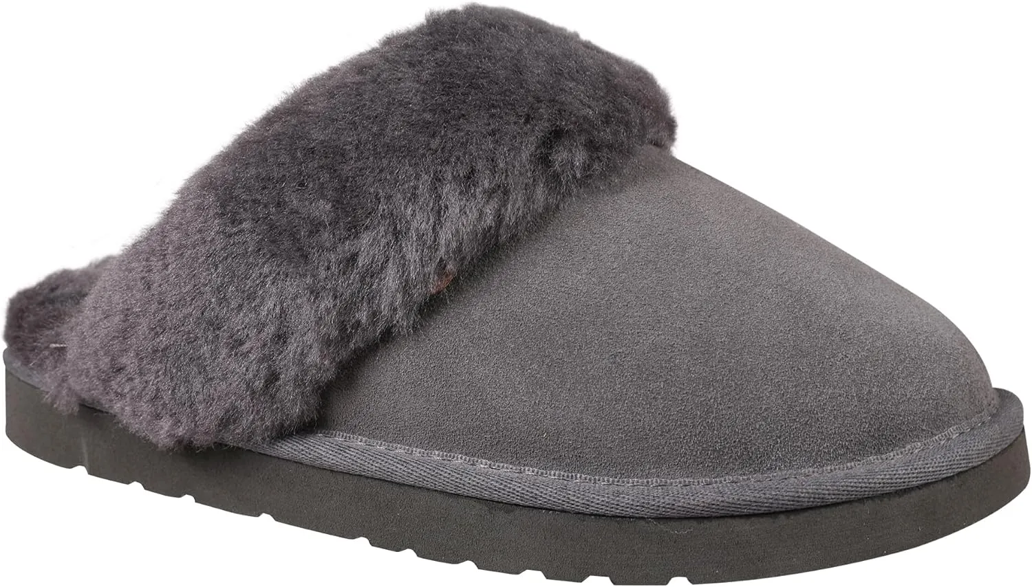 Lamo Women's Lia Scuff Slippers for Women - Premium Suede Upper, Sheepskin Cuff, Faux Fur Lining, Ortholite Foam Footbed with Australian Sheepskin, Rubberlon Outsole - Comfortable, and Stylish