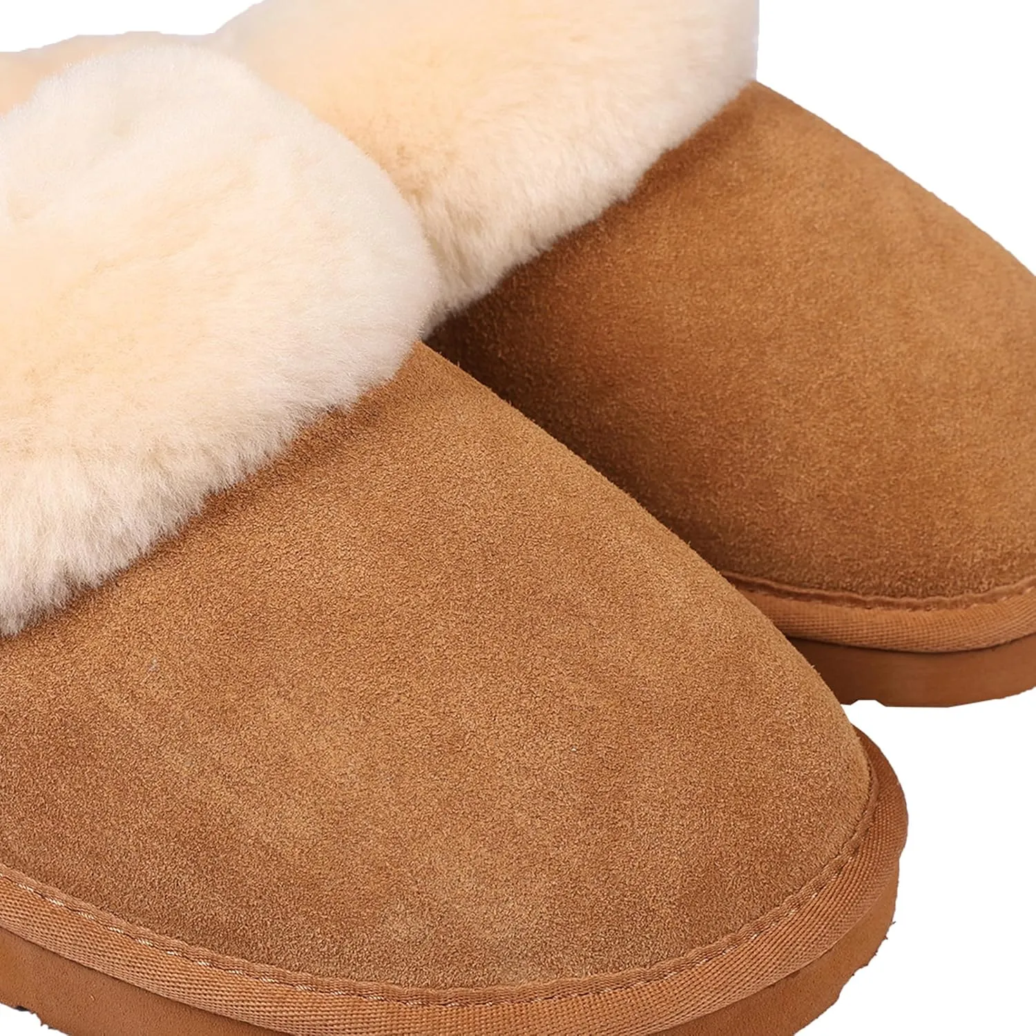Lamo Women's Lia Scuff Slippers for Women - Premium Suede Upper, Sheepskin Cuff, Faux Fur Lining, Ortholite Foam Footbed with Australian Sheepskin, Rubberlon Outsole - Comfortable, and Stylish
