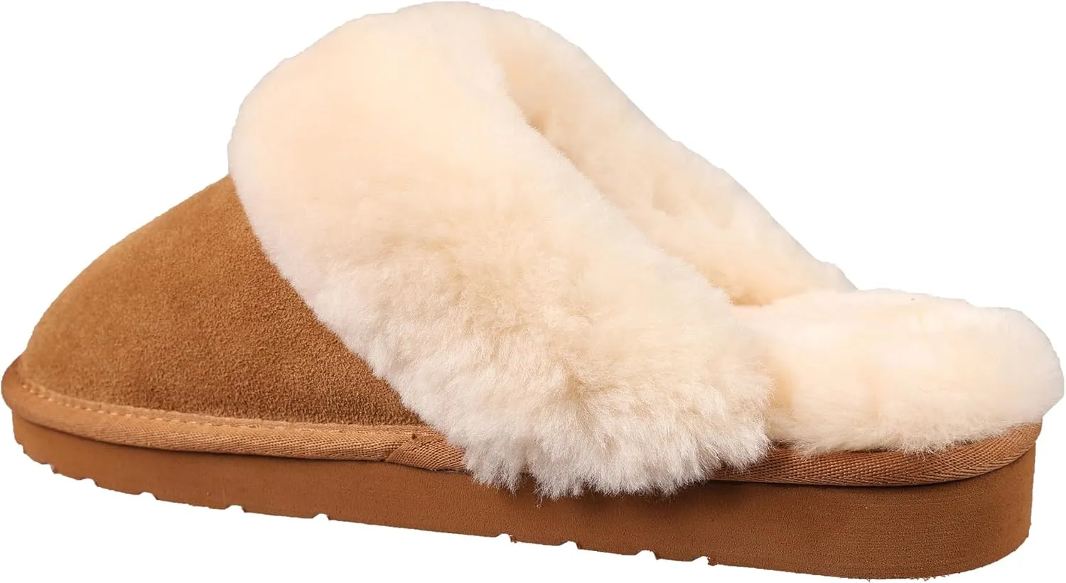 Lamo Women's Lia Scuff Slippers for Women - Premium Suede Upper, Sheepskin Cuff, Faux Fur Lining, Ortholite Foam Footbed with Australian Sheepskin, Rubberlon Outsole - Comfortable, and Stylish