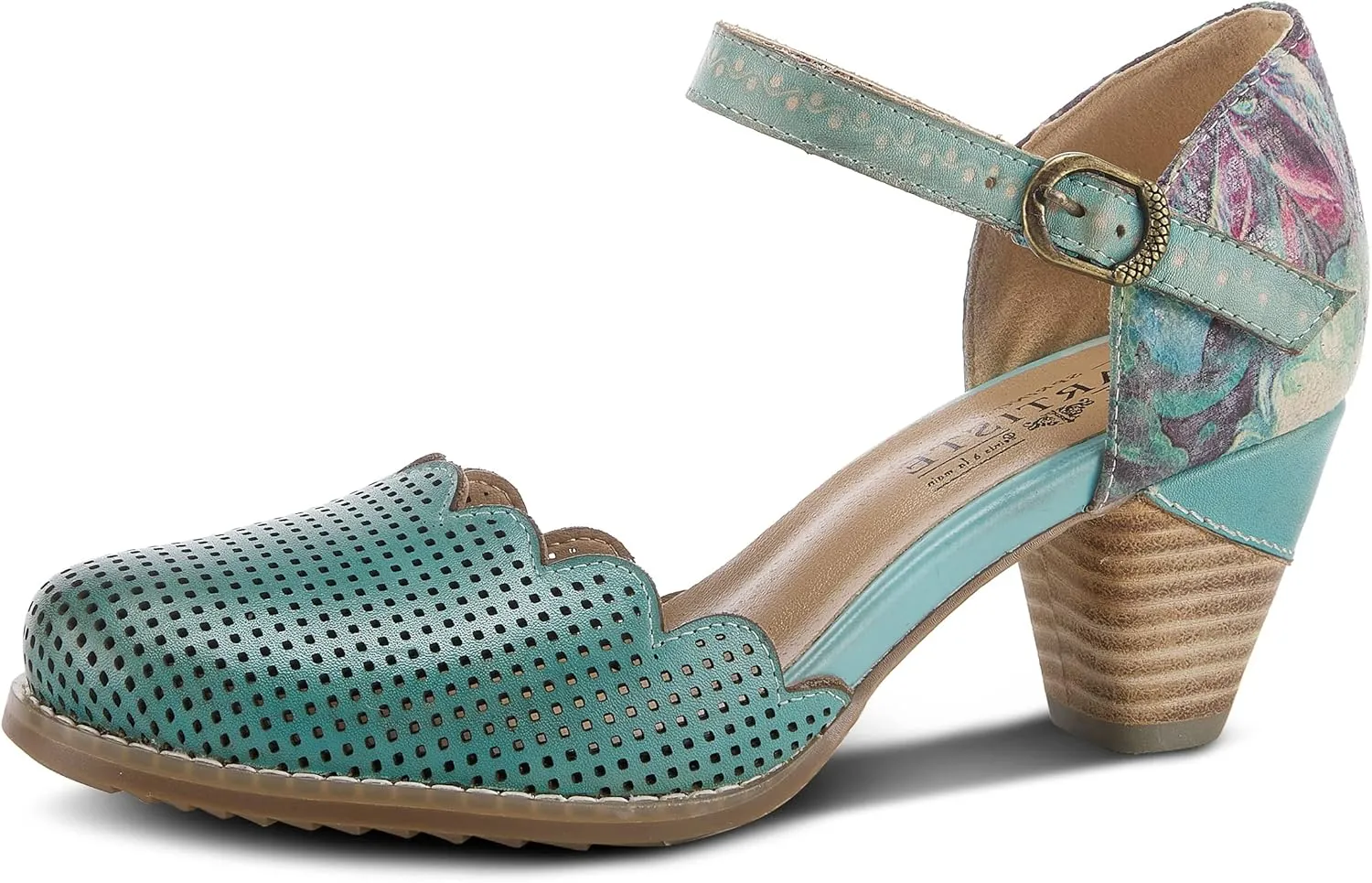 L'Artiste Parchelle Women's Hand Painted Leather D'Orsay Shoes with Strap