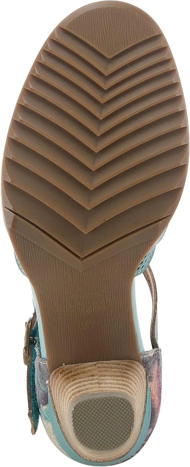 L'Artiste Parchelle Women's Hand Painted Leather D'Orsay Shoes with Strap