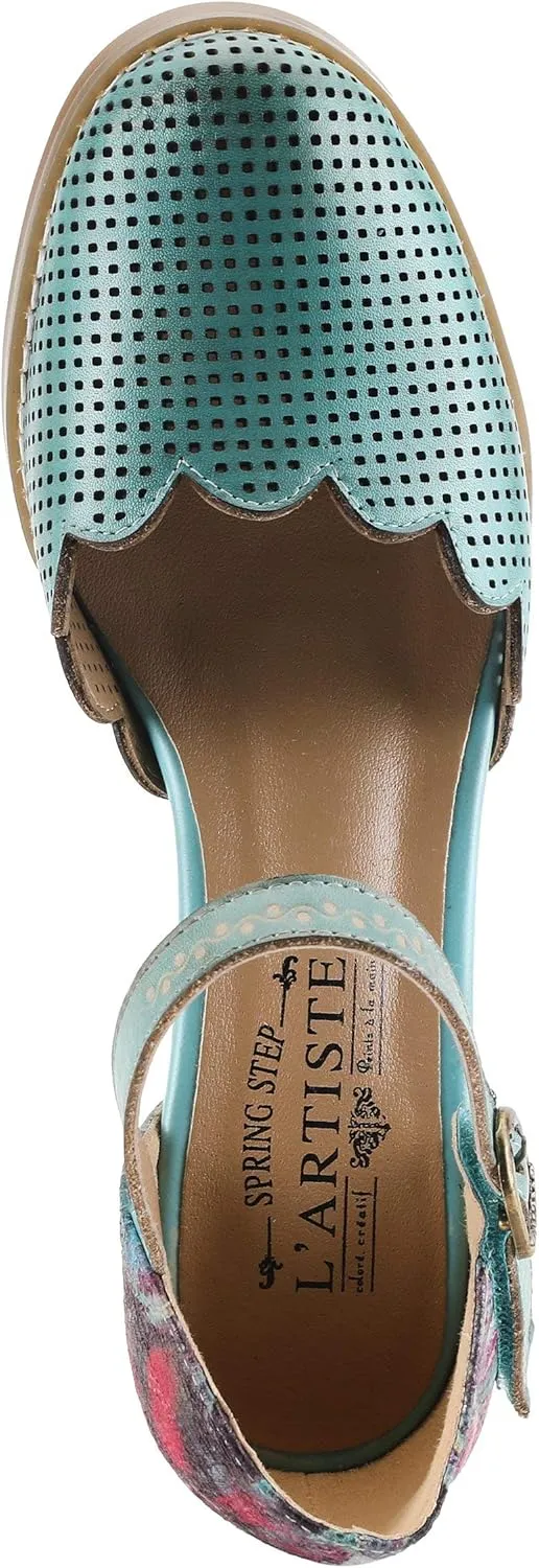 L'Artiste Parchelle Women's Hand Painted Leather D'Orsay Shoes with Strap